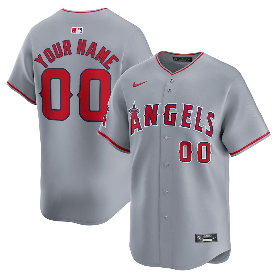 Men Los Angeles Angels Nike Gray Away Limited Custom MLB Jersey